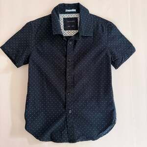 Cactus Boys Navy Blue Polka Dot Short Sleeve Button Down Shirt Size 4